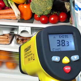 Non-contact infrared thermometers can provide instant temperature readings of chilled, frozen or hot foods.